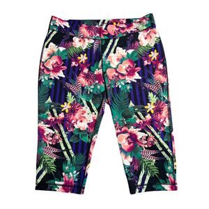 Women’s FILA Sport Floral Print Capri Leggings Sz Xl Pink Purple Running